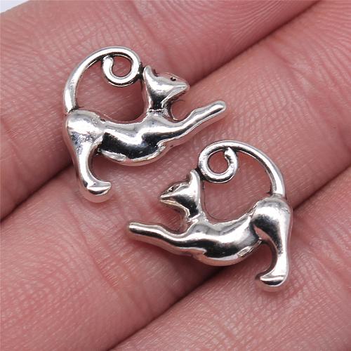 Tibetan Style Animal Pendants, Cat, plated, DIY, more colors for choice, 17x13mm, Sold By PC