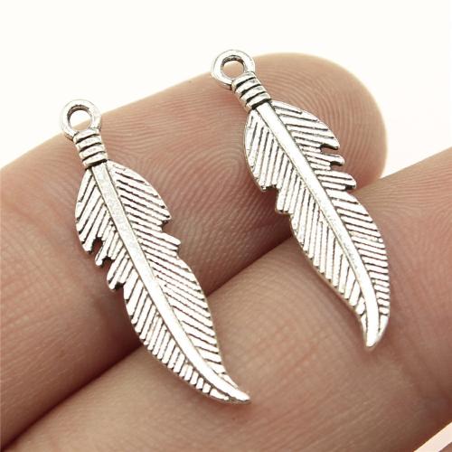 Tibetan Style Feather Pendants, plated, DIY, more colors for choice, 25x6mm, Sold By PC