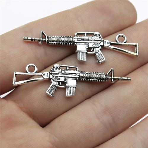 Cink ötvözet Gun Medálok, antik ezüst színű bevonattal, DIY, 44x13mm, Által értékesített PC