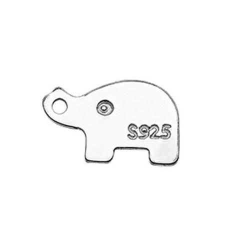 925 Sterling Silver Pendant, Elephant, plated, DIY, silver color, 5x8mm, Sold By PC