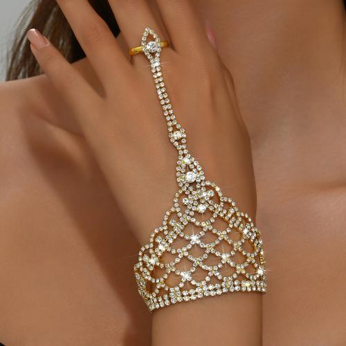 Tibetan Style Bracelet Ring, plated, for woman & with rhinestone, more colors for choice, Sold By PC