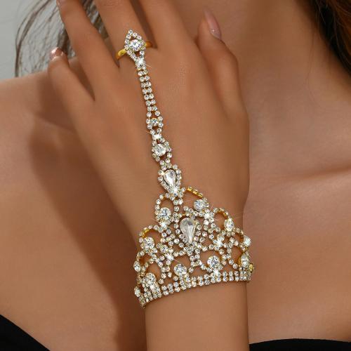 Zinc Alloy Bracelet Ring Teardrop plated for woman & with rhinestone Sold By PC