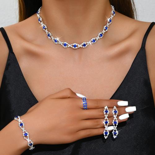 Brass Jewelry Set, with Rhinestone, plated, different styles for choice & for woman, Sold By Set