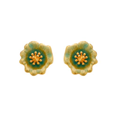 Brass Stud Earring, fashion jewelry & for woman & enamel, more colors for choice, 17x18mm, Sold By Pair