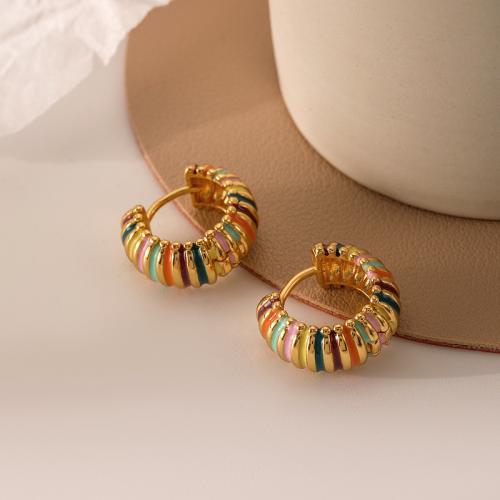 Brass Leverback Earring fashion jewelry & for woman & enamel golden Sold By Pair