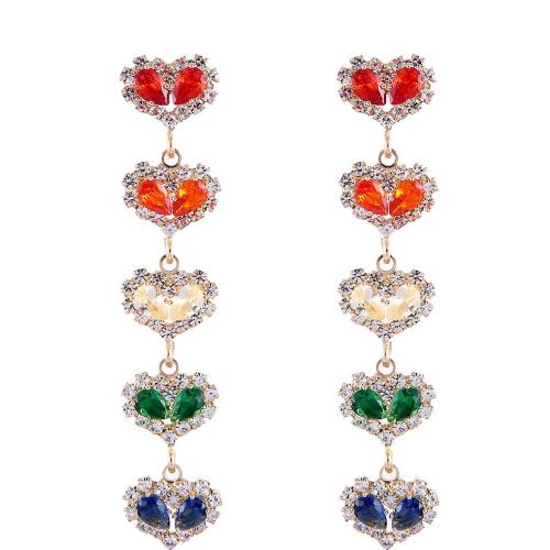 Lo zinco in lega Stud Earring, lega in zinco, gioielli di moda & Micro spianare cubic zirconia & per la donna, dorato, 73mm, Venduto da coppia