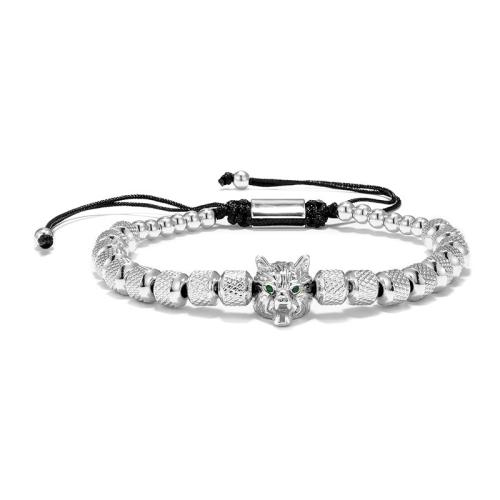 Titanium Steel Bracelet & Bangle Length Adjustable & fashion jewelry & Unisex & micro pave cubic zirconia Length Approx 19 cm Sold By PC