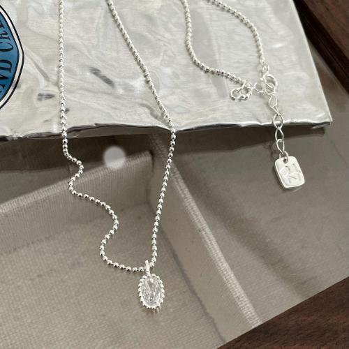 925 Sterling Silver Necklaces fashion jewelry & for woman & with rhinestone Length Approx 45 cm Sold By PC