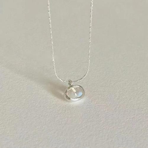 Colliers en argent sterling, Argent sterling 925, avec Moonstone, bijoux de mode & pour femme, Longueur Environ 45 cm, Vendu par PC