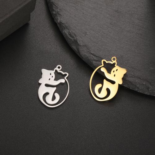 Stainless Steel Animal Pendants 304 Stainless Steel Cat DIY Sold By PC