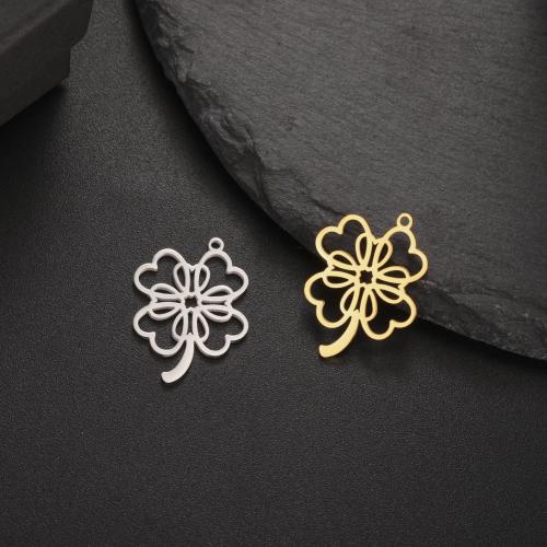 Stainless Steel Pendants, 304 Stainless Steel, Four Leaf Clover, DIY, more colors for choice, 22x16mm, Sold By PC