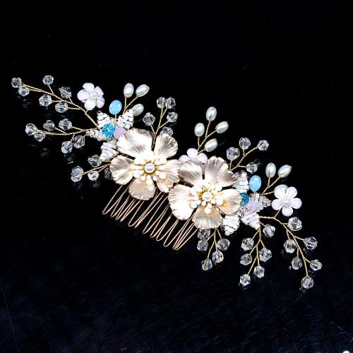 Decorative Hair Combs, Tibetan Style, with Crystal & Plastic Pearl, fashion jewelry & for woman, 170x70mm, Sold By PC