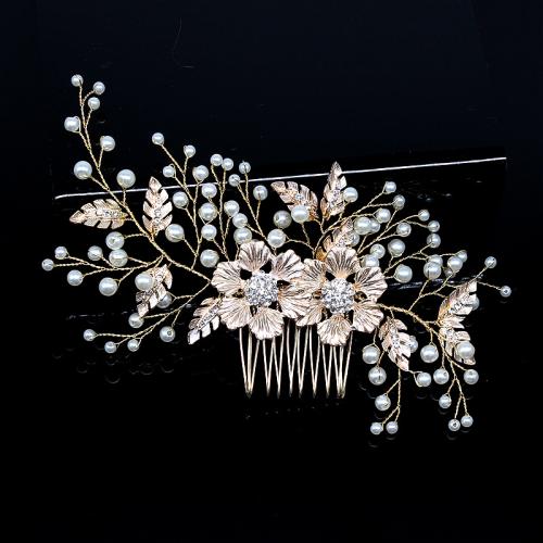 Decorative Hair Combs Zinc Alloy with Plastic Pearl fashion jewelry & for woman & with rhinestone Sold By PC