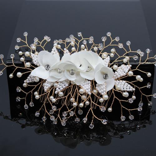 Decorative Hair Combs Brass with Seedbead & Crystal fashion jewelry & for woman Sold By PC