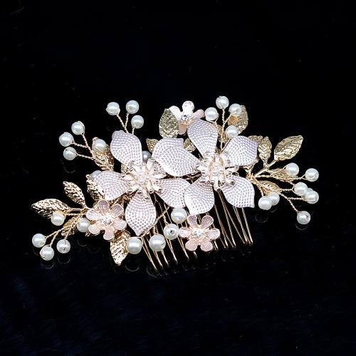 Decorative Hair Combs, Tibetan Style, with Plastic Pearl, fashion jewelry & for woman, 105x60mm, Sold By PC