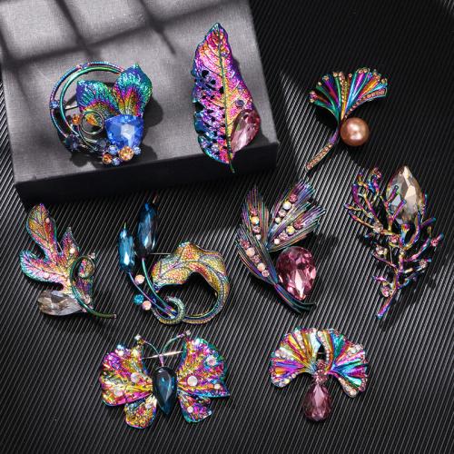 Tibetan Style Brooches, different styles for choice & for woman & with rhinestone, Sold By PC