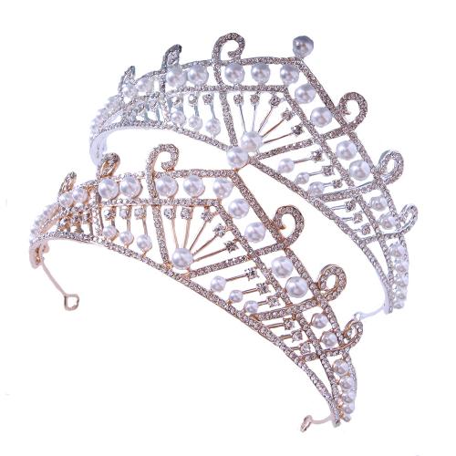 Tiaras, aleación de zinc, con Perlas plásticas, Joyería & para mujer & con diamantes de imitación, más colores para la opción, width 159mm, height 54mm, Vendido por UD