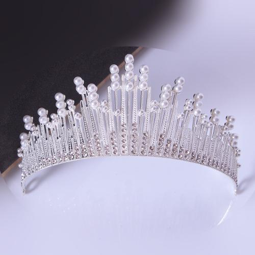 Bridal Tiaras, Tibetan Style, with Plastic Pearl, fashion jewelry & for woman & with rhinestone, more colors for choice, width 148mm, height 71mm, Sold By PC