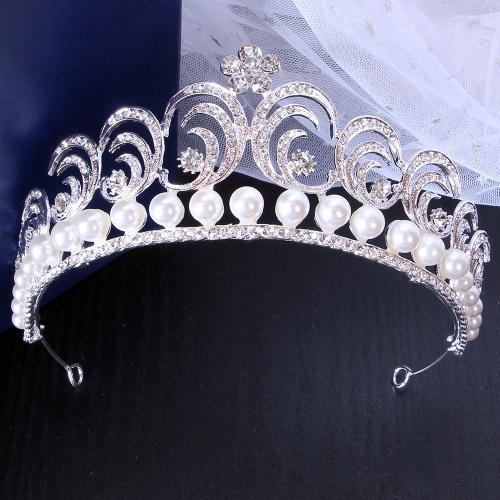 Bridal Tiaras, Tibetan Style, with Plastic Pearl, fashion jewelry & for woman & with rhinestone, more colors for choice, width 168mm, height 60mm, Sold By PC