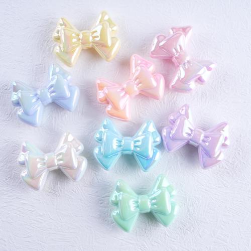 Plated Acrylic Beads, Bowknot, UV plating, DIY, more colors for choice, 22x28mm, Hole:Approx 2mm, 20PCs/Bag, Sold By Bag