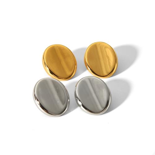 Stainless Steel Stud Earrings 304 Stainless Steel Oval Vacuum Ion Plating fashion jewelry & for woman Sold By Pair