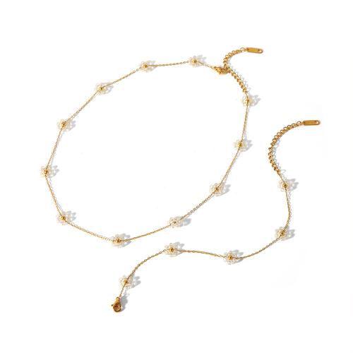 Parures de bijoux en acier inoxydable, Bracelet & collier, Acier inoxydable 304, avec cristal, fleur, bijoux de mode & styles différents pour le choix & pour femme, plus de couleurs à choisir, Vendu par PC