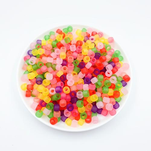 Acryl Schmuck Perlen, Zylinder, DIY & satiniert, gemischte Farben, 8x6mm, Bohrung:ca. 4mm, ca. 100PCs/Tasche, verkauft von Tasche