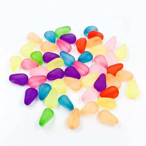 Acrylic Jewelry Beads, Teardrop, DIY & frosted, mixed colors, 15x10x8mm, Hole:Approx 1.5mm, Approx 100PCs/Bag, Sold By Bag