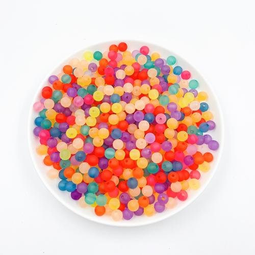 Acrylic Jewelry Beads, Round, DIY & frosted, mixed colors, 8mm, Hole:Approx 1.8mm, Approx 100PCs/Bag, Sold By Bag