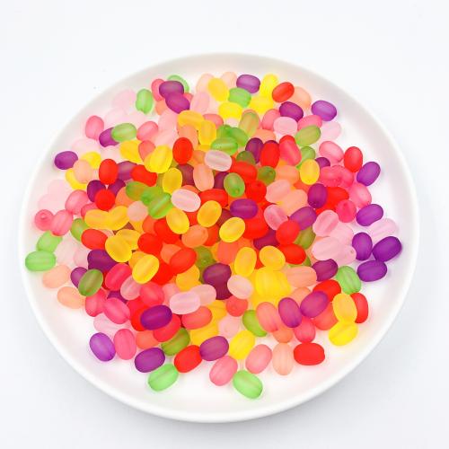 Acryl Schmuck Perlen, oval, DIY & satiniert, gemischte Farben, 10x7.50mm, Bohrung:ca. 1.5mm, ca. 100PCs/Tasche, verkauft von Tasche