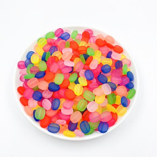 Acrylic Jewelry Beads, Oval, DIY & frosted, mixed colors, 13x10mm, Hole:Approx 1.5mm, Approx 100PCs/Bag, Sold By Bag