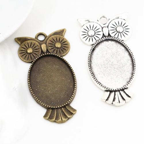 Tibetan Style Pendant Cabochon Setting, Owl, plated, DIY, more colors for choice, nickel, lead & cadmium free, Inner diameter:18x25mm, Approx 100PCs/Bag, Sold By Bag