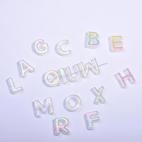 Alphabet Acrylic Beads, Alphabet Letter, DIY & luminated, Random Color, 30x31mm, Sold By PC