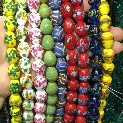 Χάντρες Lampwork, Γυάλινα, DIY & διαφορετικά σχέδια για την επιλογή, περισσότερα χρώματα για την επιλογή, 13x18mm, Sold Με Strand