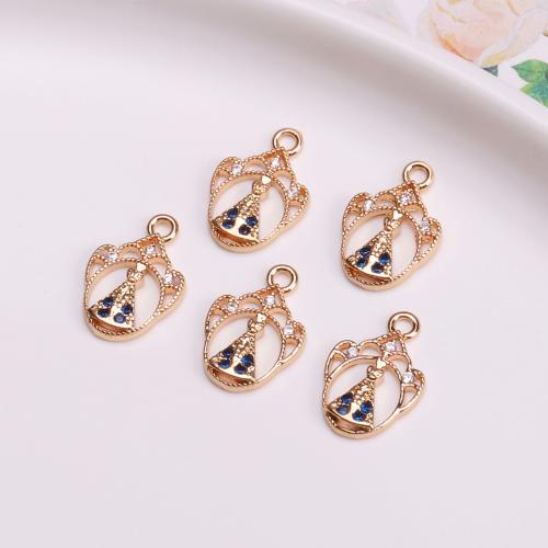 Cubic Zirconia Micro Pave bronze Pingente, cobre, cromado de cor dourada, DIY & micro pavimento em zircônia cúbica, níquel, chumbo e cádmio livre, 13x19mm, vendido por PC