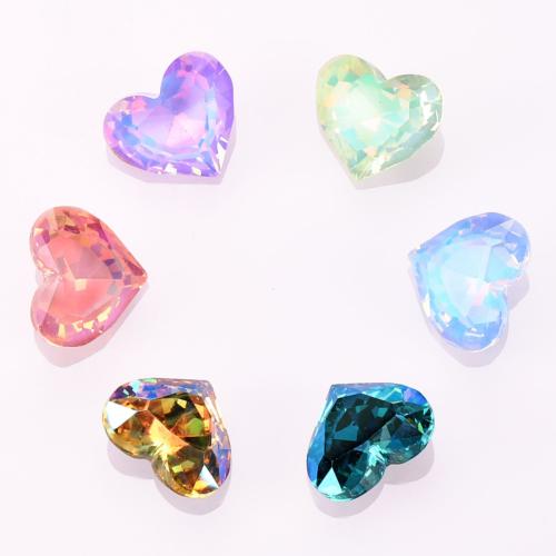 3D Nail Art Decoration, Glass, Heart, gold color plated, DIY, more colors for choice, nickel, lead & cadmium free, 9x10mm, Sold By PC