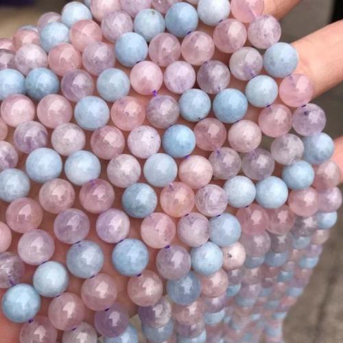 Perles bijoux en pierres gemmes, morganite, Rond, DIY, multicolore, Vendu par brin