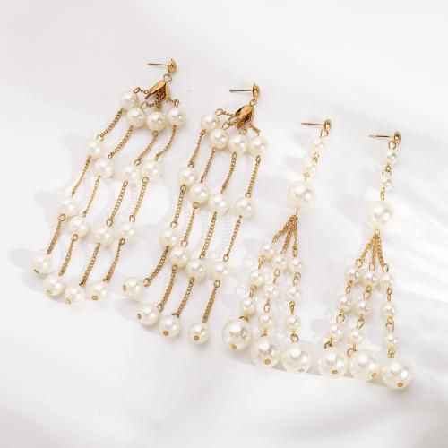 Tibetan Style Drop Earrings, with ABS Plastic Pearl, gold color plated, fashion jewelry & different designs for choice, golden, nickel, lead & cadmium free, Sold By Pair