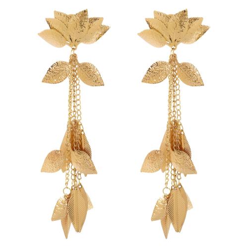 Iron Earring, gold color plated, fashion jewelry, golden, 25x105mm, Sold By Pair