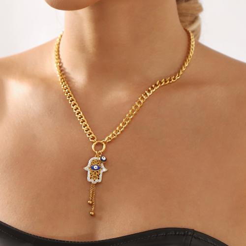 Stainless Steel Jewelry Necklace, 304 Stainless Steel, gold color plated, fashion jewelry & different designs for choice & with rhinestone, golden, Sold By PC