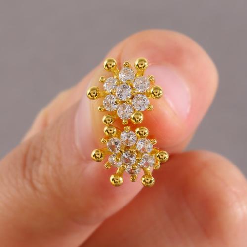 Cubic Zirconia Micro Pave Latão Brinco, cobre, banhado, joias de moda & micro pavimento em zircônia cúbica, Mais cores pare escolha, níquel, chumbo e cádmio livre, 11x11mm, vendido por par