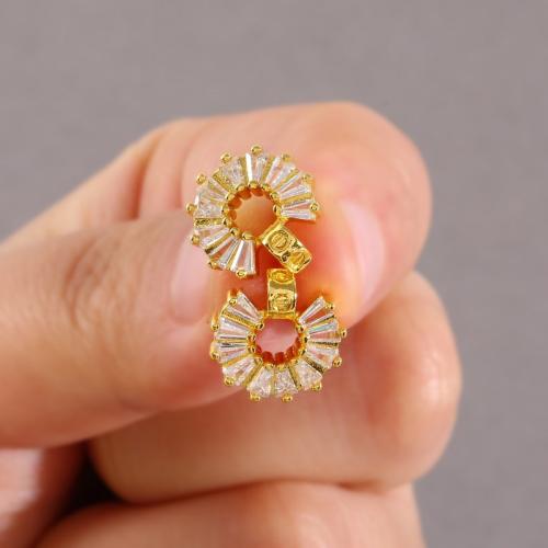 Cubic Zirconia Micro Pave Latão Brinco, cobre, banhado, joias de moda & micro pavimento em zircônia cúbica, Mais cores pare escolha, níquel, chumbo e cádmio livre, 12x12mm, vendido por par