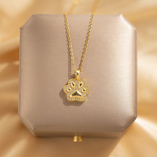 Cubic Zircon Micro Pave Brass Necklace, with 5cm extender chain, Claw, gold color plated, fashion jewelry & micro pave cubic zirconia, golden, nickel, lead & cadmium free, 16x14mm, Length:40 cm, Sold By PC