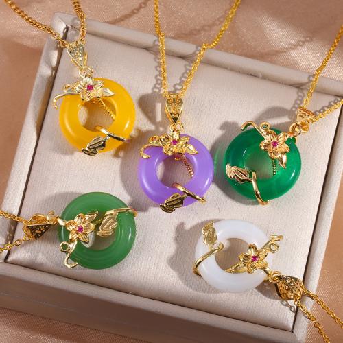 Brass Necklace, with Gemstone, gold color plated, fashion jewelry, more colors for choice, nickel, lead & cadmium free, 20x30mm, Length:50 cm, Sold By PC