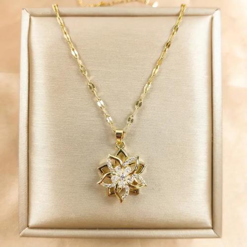 Cubic Zircon Micro Pave Brass Necklace, with 5cm extender chain, Flower, gold color plated, fashion jewelry & micro pave cubic zirconia, more colors for choice, nickel, lead & cadmium free, 16mm, Length:40 cm, Sold By PC