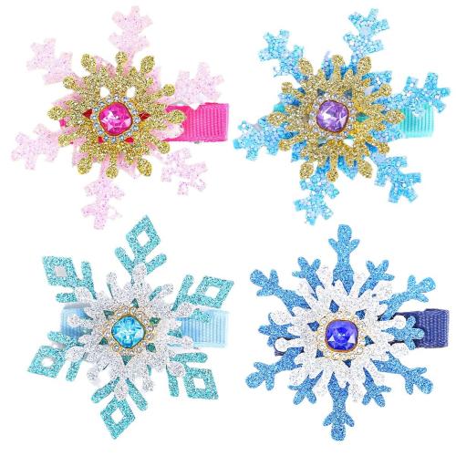 Christmas Hair Clip, Cloth, with Plastic & Iron, Christmas Design & for woman & with rhinestone, more colors for choice, Sold By PC