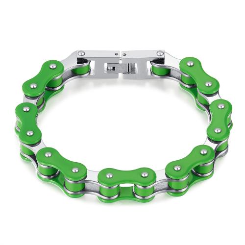 Stainless Steel Jewelry Bracelet, 304 Stainless Steel, polished, fashion jewelry & for man, green, Length:215 mm, Sold By PC