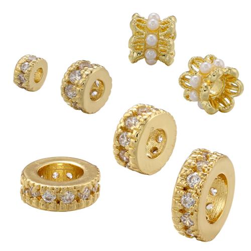 Brass Spacer Beads with Plastic Pearl plated DIY  & micro pave cubic zirconia Sold By PC