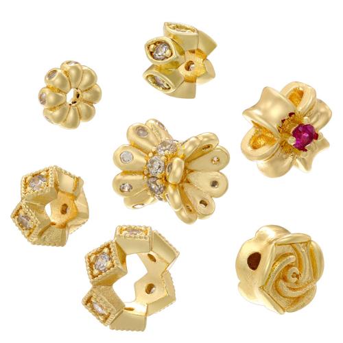 Brass Spacer Beads, plated, DIY & different styles for choice & micro pave cubic zirconia, more colors for choice, Sold By PC