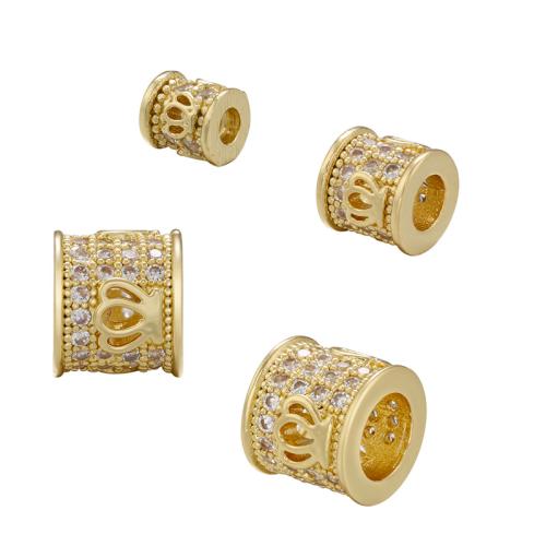 Brass Spacer Beads, plated, DIY & different size for choice & micro pave cubic zirconia, more colors for choice, Sold By PC